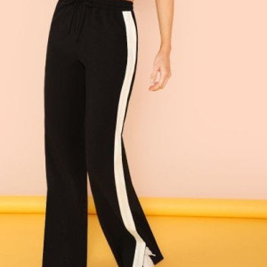 Women's black white stripped casual wear pant for women