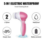 Women 5 in 1 Portable Electric Facial Cleaner Battery Powered Multifunction Massager, Face Massage Machine For Face, Facial Machine, Beauty Massager