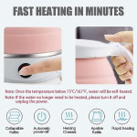 Travel Foldable Fast Boiling Portable Electric Kettle-Silicone Food Grade Boil Dry Protection 220V -600Ml (Blue/White/Pink),600 Watts.