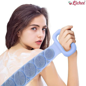 Mistico Silicone Body Back Scrubber Double Side Bathing Brush for Skin Deep Cleaning Massage, Dead Skin Removal Exfoliating Belt for Shower.