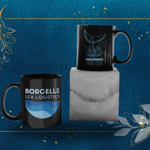 Black Printed Mug- Borcelle Printed Mug With Shark Tail