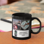 Black Printed Mug- Captain America Meme Printed Mug