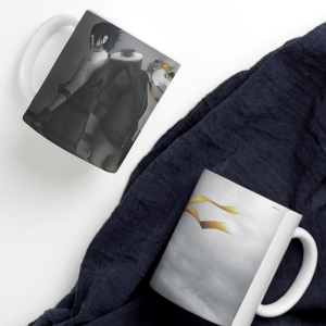 White Printed Mug - Naruto And His Big Rival
