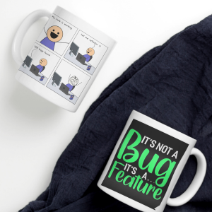 White Printed Mug - Code Bug Meme