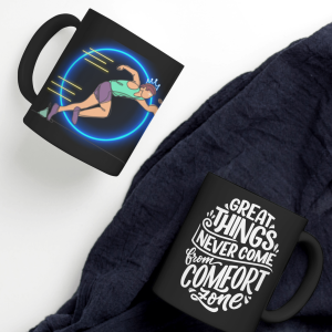 Black Printed Mug- Athlete Person Motivation Quote