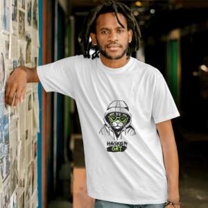 T-Shirt Printed - Hacker Cat Printed T-Shirt