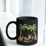 Black Printed Mug- Holiday Enjoying Beach Printed Mug