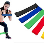 Loop Bands for Fitness, Yoga, Pilates, Legs, Waist, Shoulders, Hips and Strength Training - Set of 5.