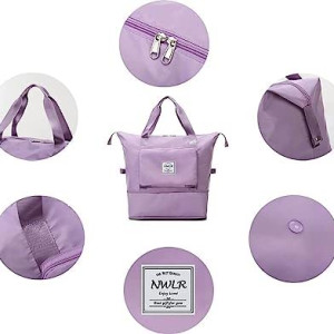 Foldable Travel Duffel Bag, Large Capacity Folding Travel Bag, Travel Lightweight Waterproof Carry Luggage Bag (40 x 23 x 45cm (Purple)