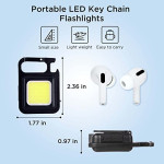 LED COB Key Chain Flashlights Small Water Resistant USB Rechargeable Magnetic Work Light 3 Light Modes Portable Mini Light with Folding Bracket.