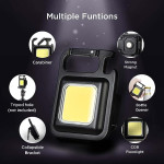 LED COB Key Chain Flashlights Small Water Resistant USB Rechargeable Magnetic Work Light 3 Light Modes Portable Mini Light with Folding Bracket.