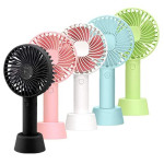 Mini Portable USB Hand Fan Built-in Rechargeable Battery Operated Summer Cooling Table Fan with Standing Holder Handy Base For Home Office Indoor.