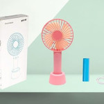 Mini Portable USB Hand Fan Built-in Rechargeable Battery Operated Summer Cooling Table Fan with Standing Holder Handy Base For Home Office Indoor.