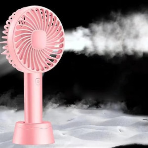 Mini Portable USB Hand Fan Built-in Rechargeable Battery Operated Summer Cooling Table Fan with Standing Holder Handy Base For Home Office Indoor.