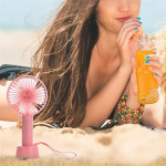 Mini Portable USB Hand Fan Built-in Rechargeable Battery Operated Summer Cooling Table Fan with Standing Holder Handy Base For Home Office Indoor.