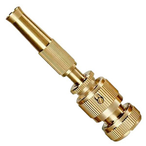 High Pressure Brass Nozzle Gun for 1/2" Garden Hose Pipe, Perfect for Car Bike Washing & Gardening Water Pipe (Push-Fit Brass Nozzle)