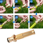 High Pressure Brass Nozzle Gun for 1/2" Garden Hose Pipe, Perfect for Car Bike Washing & Gardening Water Pipe (Push-Fit Brass Nozzle)