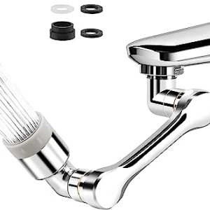 Swivel Faucet Aerator Rotatable Multi-Functional Extension Faucet, Faucet Extender for Taps, Tap Extender for Kitchen Sink with 2 Modes Splash