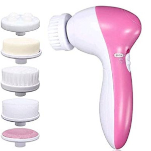 Women 5 in 1 Portable Electric Facial Cleaner Battery Powered Multifunction Massager, Face Massage Machine For Face, Facial Machine, Beauty Massager