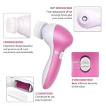 Women 5 in 1 Portable Electric Facial Cleaner Battery Powered Multifunction Massager, Face Massage Machine For Face, Facial Machine, Beauty Massager