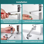 Swivel Faucet Aerator Rotatable Multi-Functional Extension Faucet, Faucet Extender for Taps, Tap Extender for Kitchen Sink with 2 Modes Splash