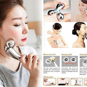 Manual 3D Massager Roller 360 Rotate Face Full Body Shape for Skin Lifting Wrinkle Remover Facial Massage Relaxation Tool, 15.5 x 9.5 x 5 cm,