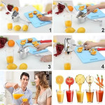 Hand Press Juicer Machine Aluminium Manual Fruit Squeezer Orange Juicer Heavy Duty Multipurpose Manual Juicer Machine for Fruits, Ergonomic.