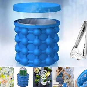 Ice Cube Maker Genie,Silicone Ice Bucket/The Revolutionary Space Saving Ice Cube Mold.