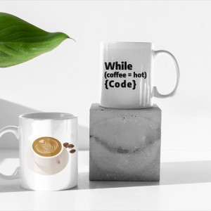 White Printed Mug - Coffle With Code