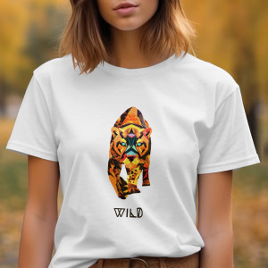 Single Side Wild Printed - Yellow T-Shirt - Rounded Neck T-Shirt For Women