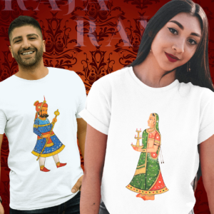 Single Side Couple Printed T-shirt - Raja And Rani