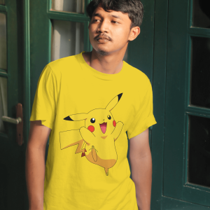 White T-Shirt Printed - Pokemon's Pikachu Printed T-Shirt.