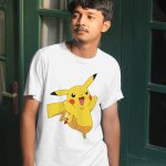White T-Shirt Printed - Pokemon's Pikachu Printed T-Shirt.
