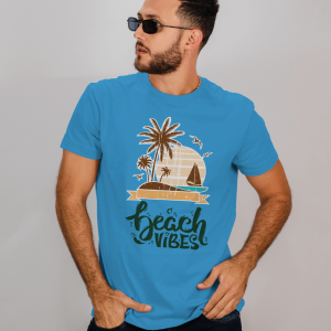 Sky Blue T-Shirt Printed - Beach Vibes Printed T-Shirt.