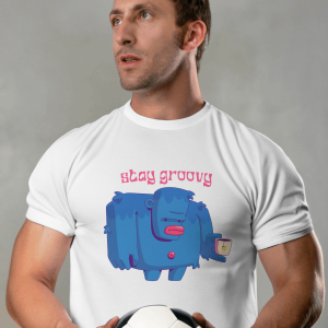White T-Shirt Printed - Stay Groovy Printed T-Shirt.