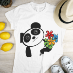 Single Side Couple Printed T-shirt - Panda