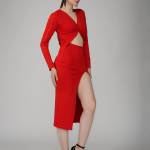 Red flip pattern coctail party dress