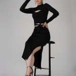 Black crop top & skirts party wear dress for women