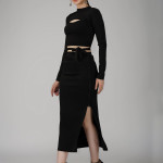 Black crop top & skirts party wear dress for women