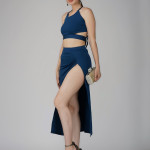 Aqua blue two piece dress for women