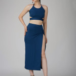 Aqua blue two piece dress for women