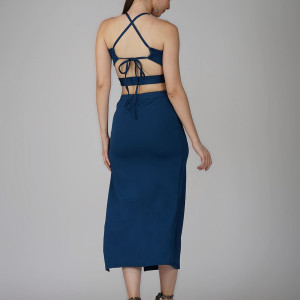 Aqua blue two piece dress for women