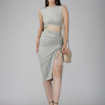 Grey bodycon coctail party dress