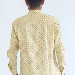 Men's Pure Cotton Regular Fit Light Yellow with Gray arrow Design Full Sleeve Shirt For Men