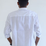 Men's Pure Cotton Regular Fit White with Gray Design Full Sleeve Shirt For Men
