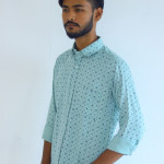 Men's Pure Cotton Regular Fit Light Green with Gray Design Full Sleeve Shirt For Men