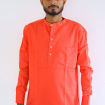 Men's Pure Cotton Regular Fit Orange color Full Sleeve Kurta For Men