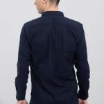 Men's Pure Cotton Navy Blue Solid Slim Fit Formal Full Sleeve Shirt For Men